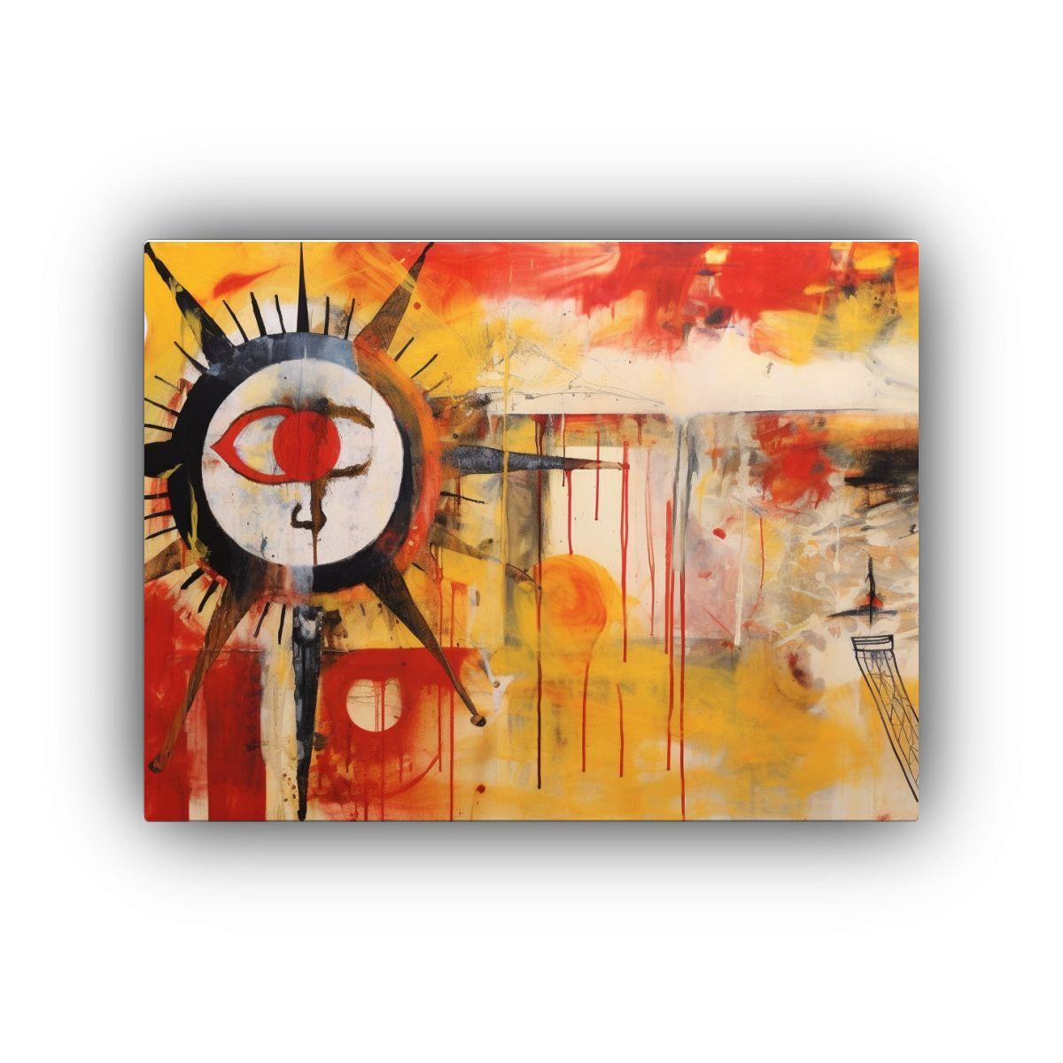 Pintura Decorativa: Sol Frágil En Cielo Humeante Al Estilo  65x50cm-0