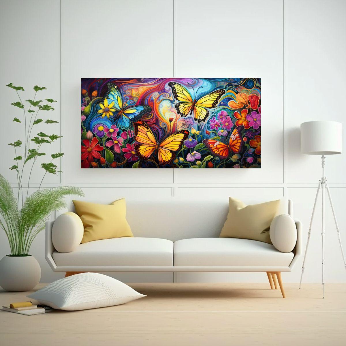 Pinturas Decorativas De Tres Mariposas 60x30 Cm-2