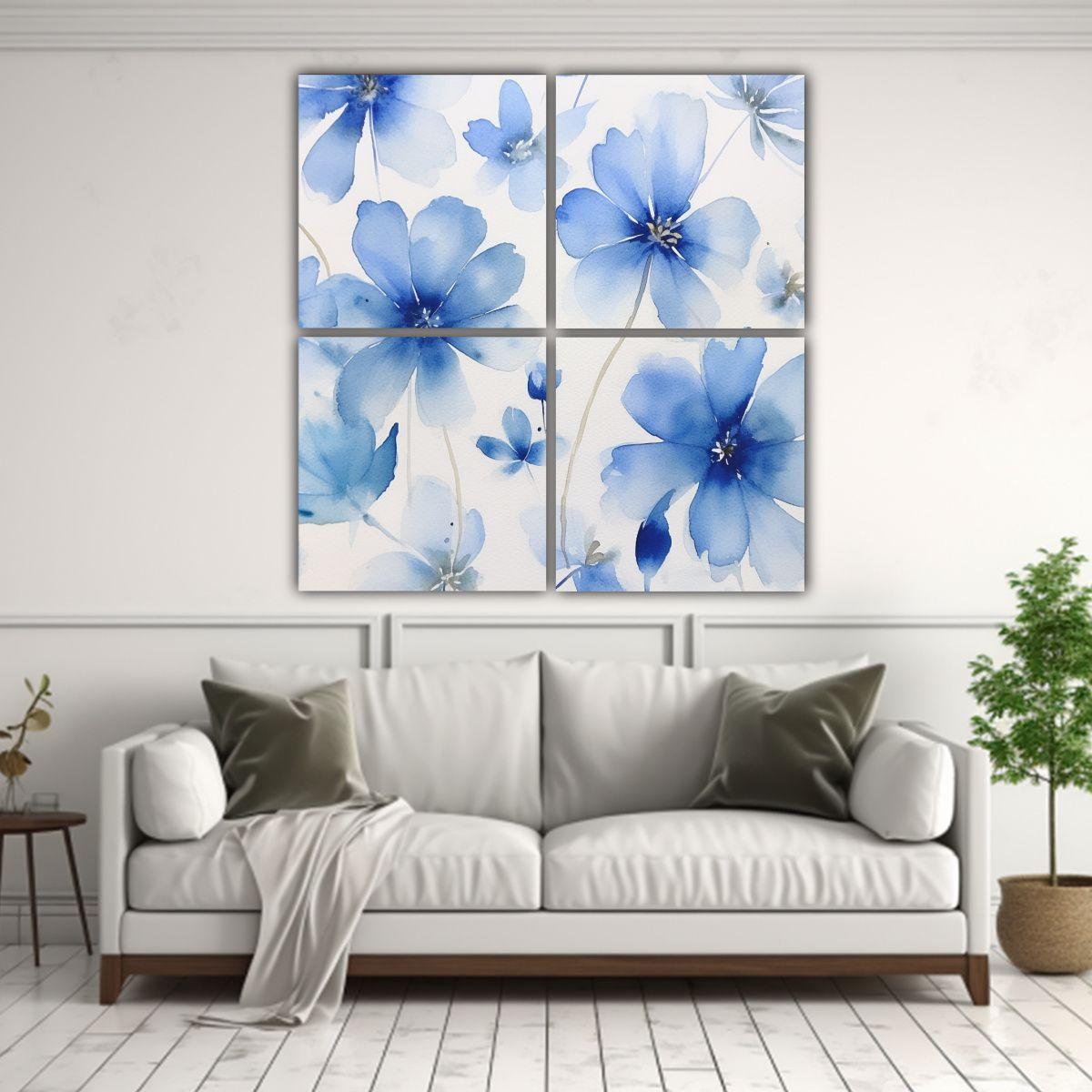 Cuadro Decorativo Con Textura Floral En Acuarela 80x80 Cm-2