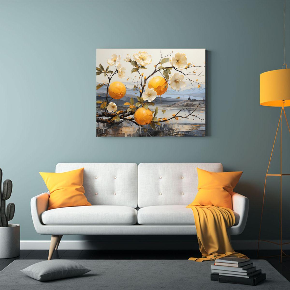 Pintura Abstracta De Un árbol De Naranja En Tela De Vida Do 75x50cm-2