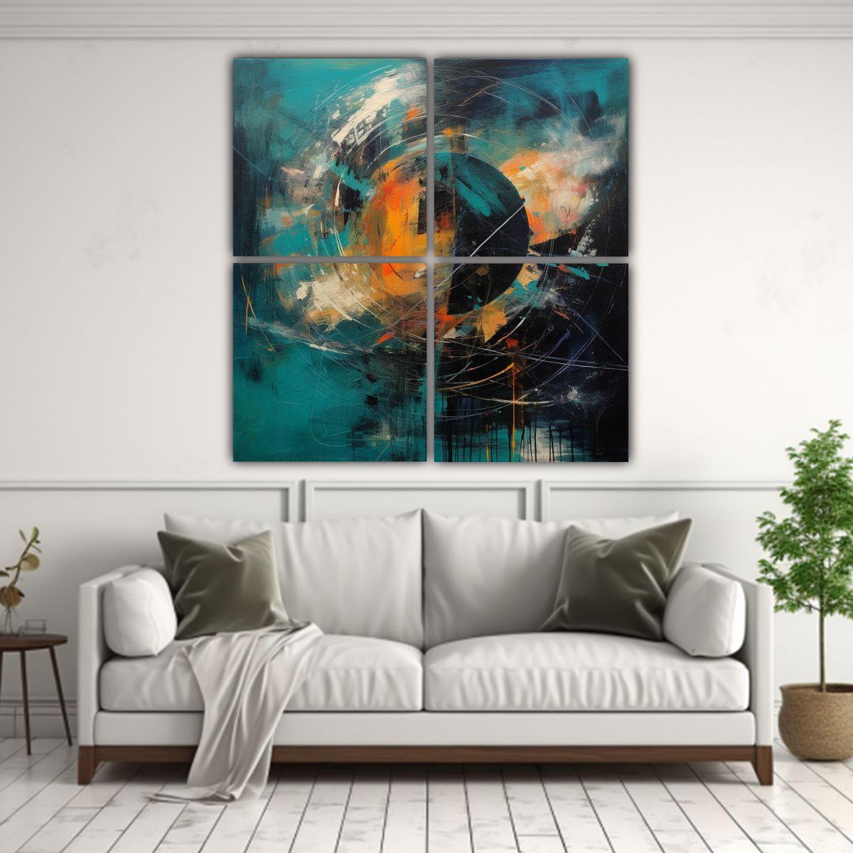 Cuatro Telas Bastidor Moderno Secret Hope Pintura 40x40 Cm-2