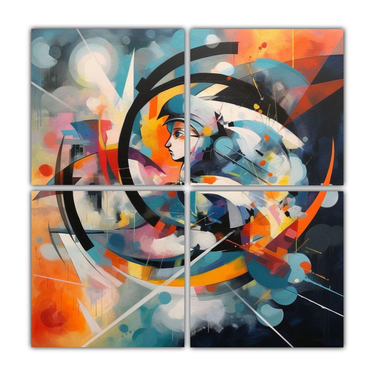 Pinturas Acuarela Modernas Abstractas Arte 140x140 Cm-0