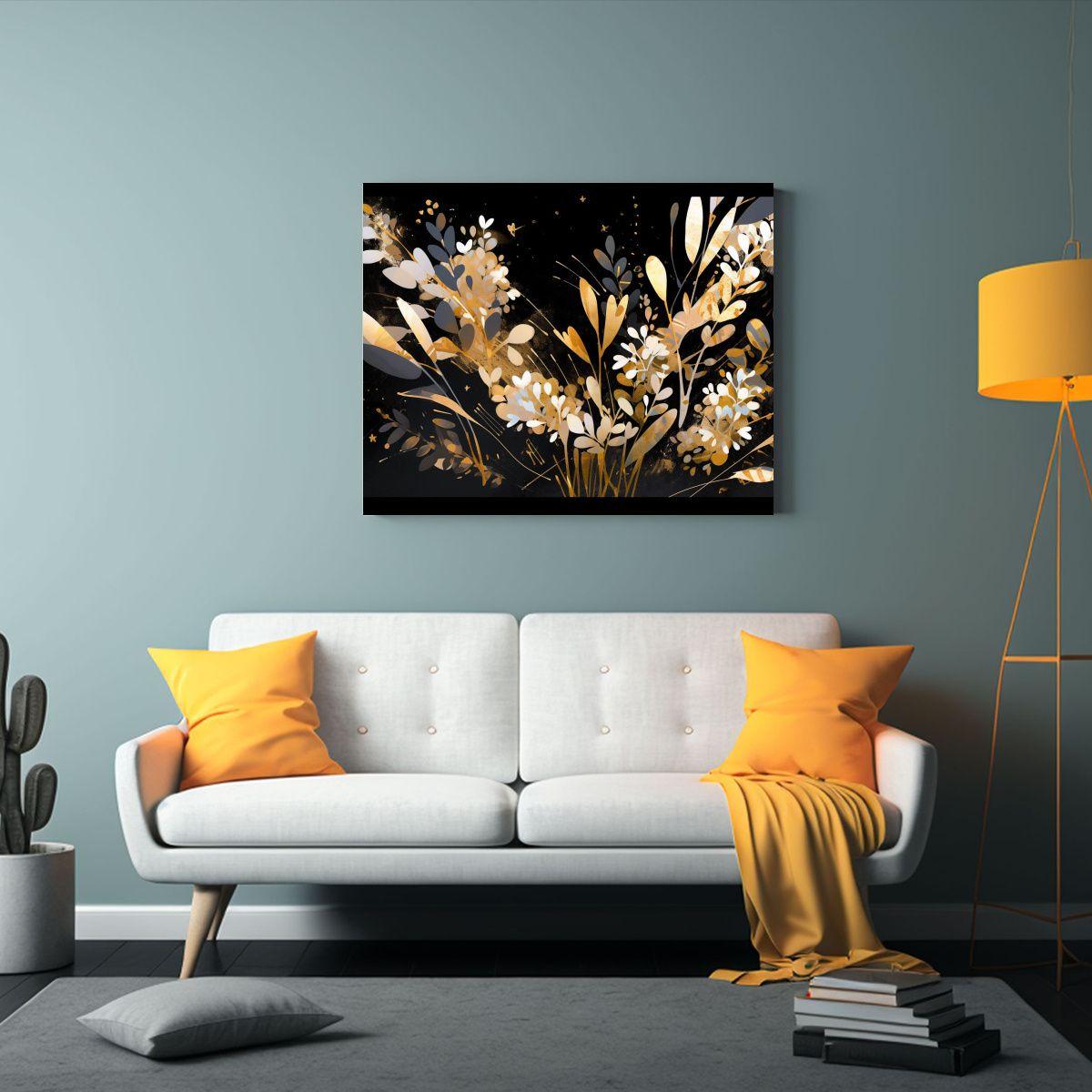 Lienzo Tela Vintage: Originalidad Dorado Y Negro, Atmósfera 65x50cm-2