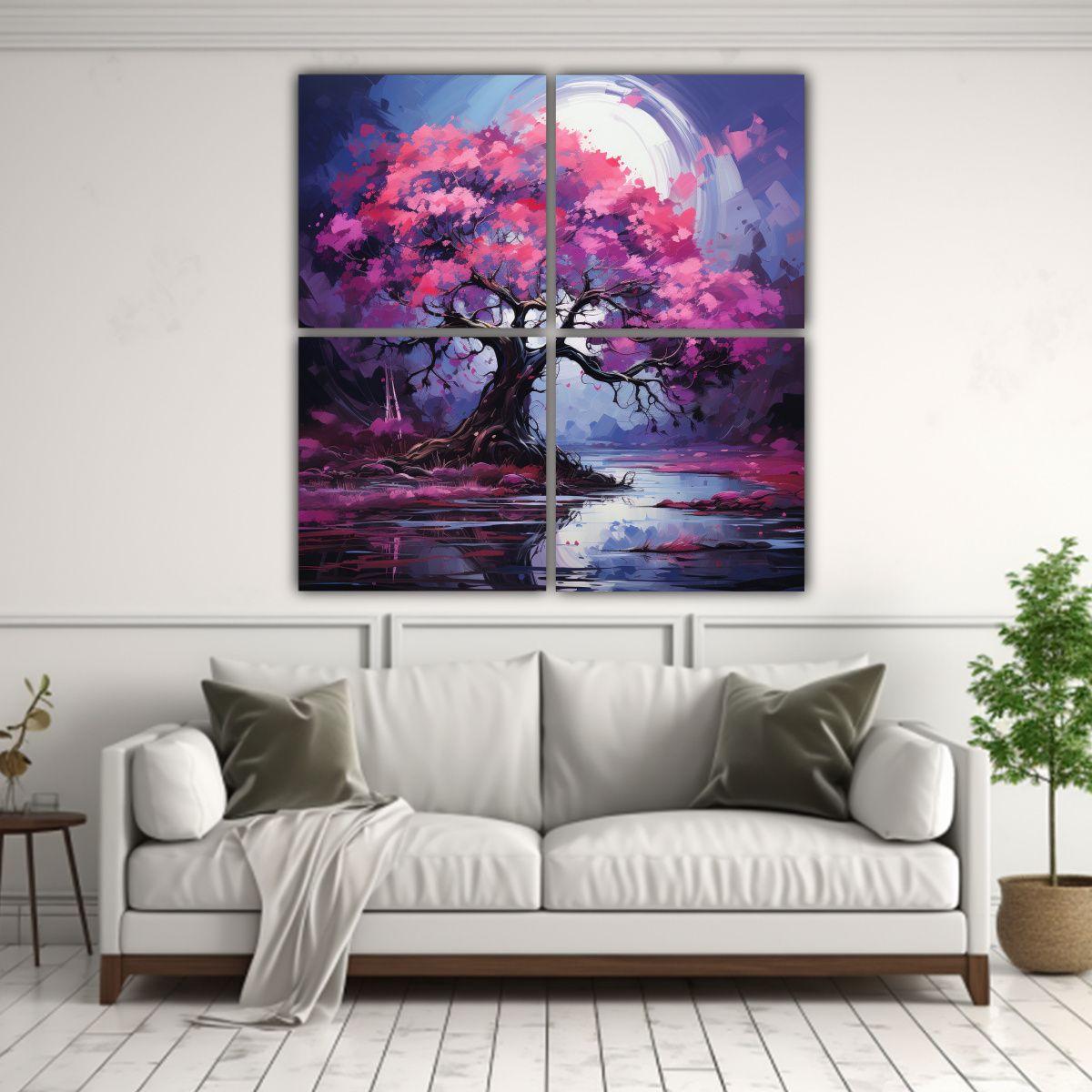 Pinturas Decorativas Modernas De Lienzo: Willow 120x120 Cm-2