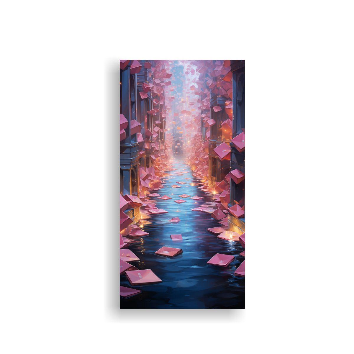 Cuadro De Pared Escena Etérea De Sobres Rosas 70x140cm-0