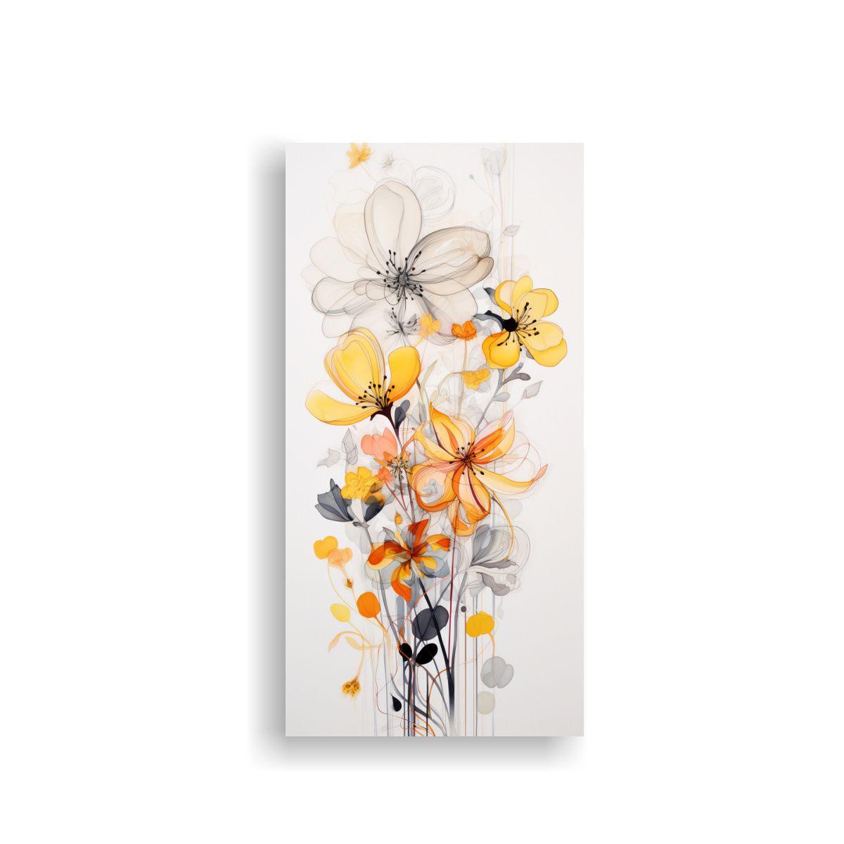 Composición Floral En Acuarela Vintage En Blanco 70x140cm-0