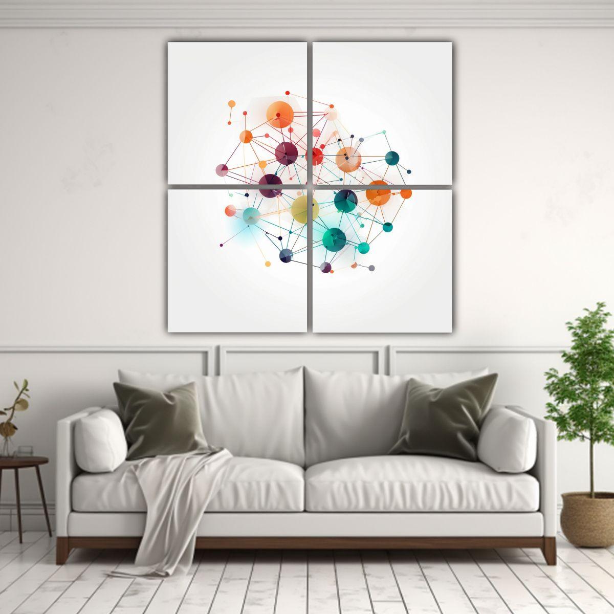 Cuatro Cuadros Geométricos Con Conexión De 80x80 Cm-2