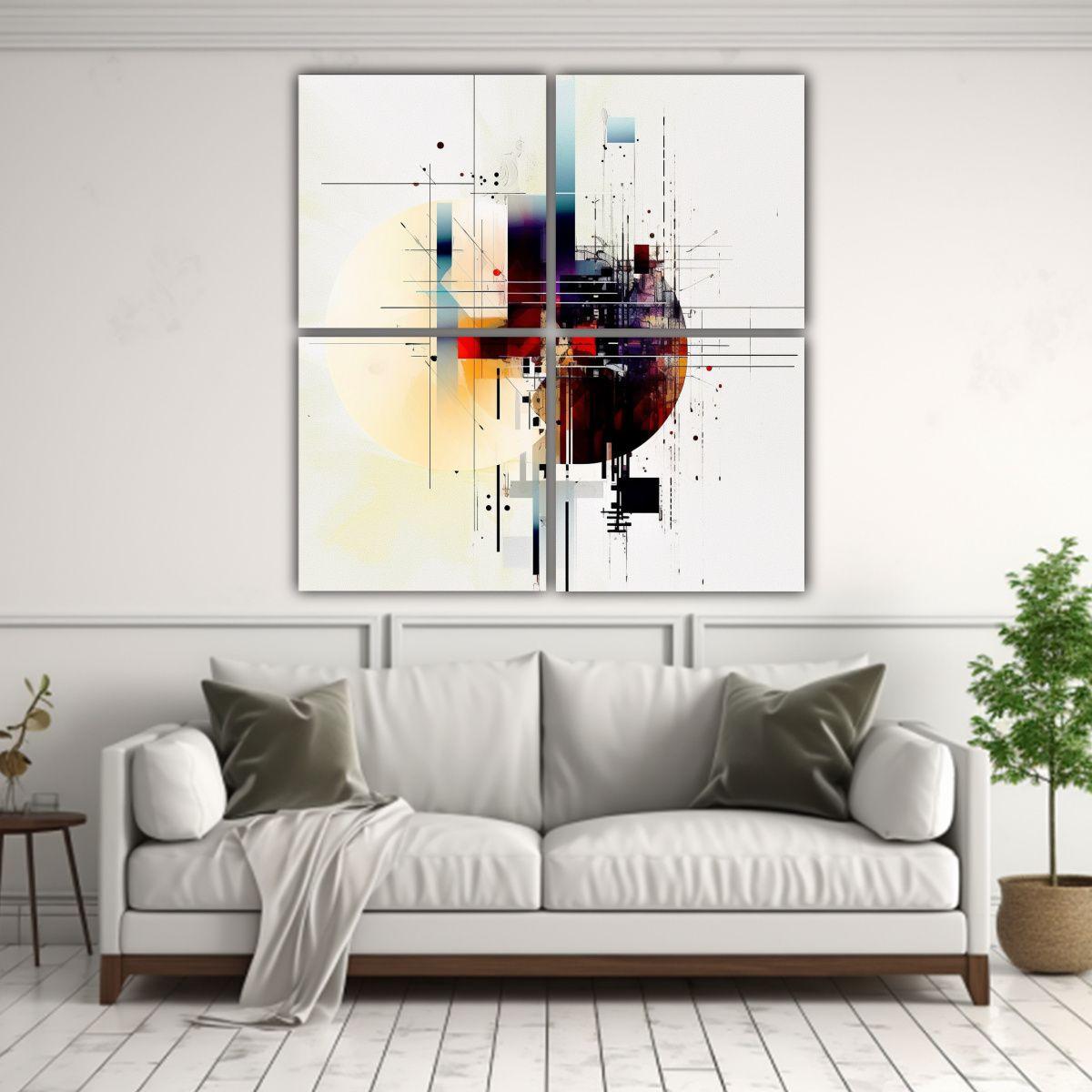 Cuadro Abstracto De Diseño Moderno En Bastidor 120x120 Cm-2