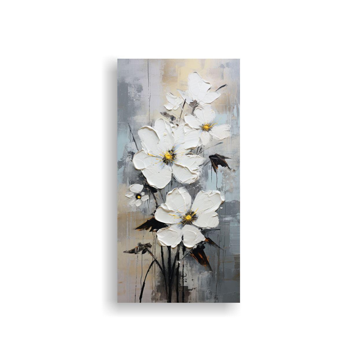Obra Maestra: Pintura De Flores En Blanco Y Negro 80x160cm-0