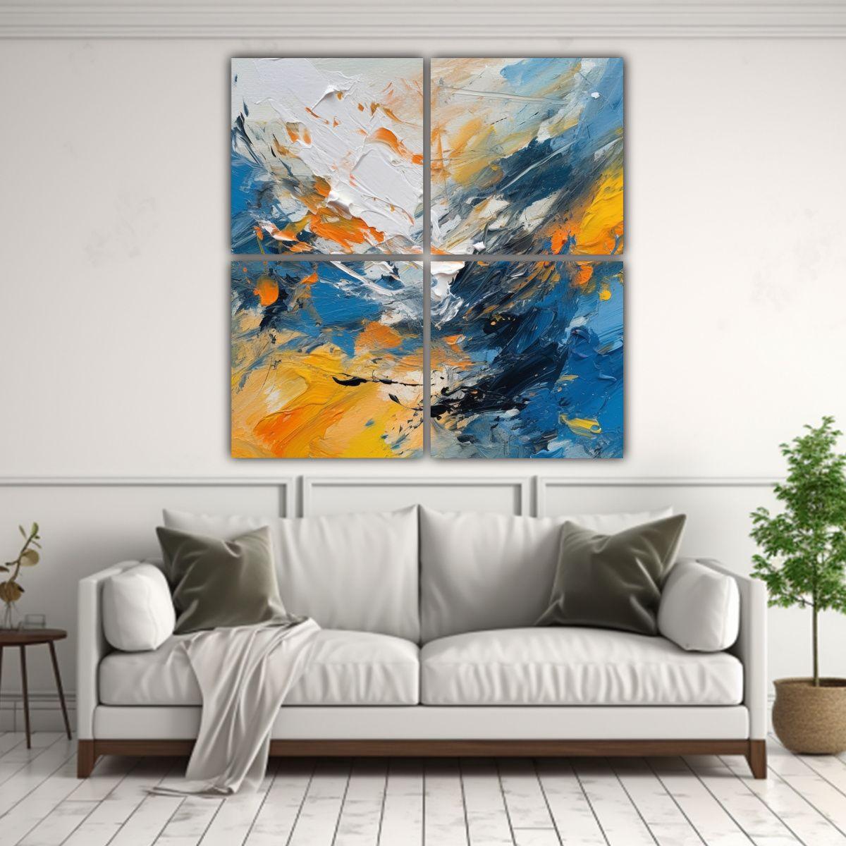 Cuadros Abstractos Con Finas Líneas De Esquema 100x100 Cm-2