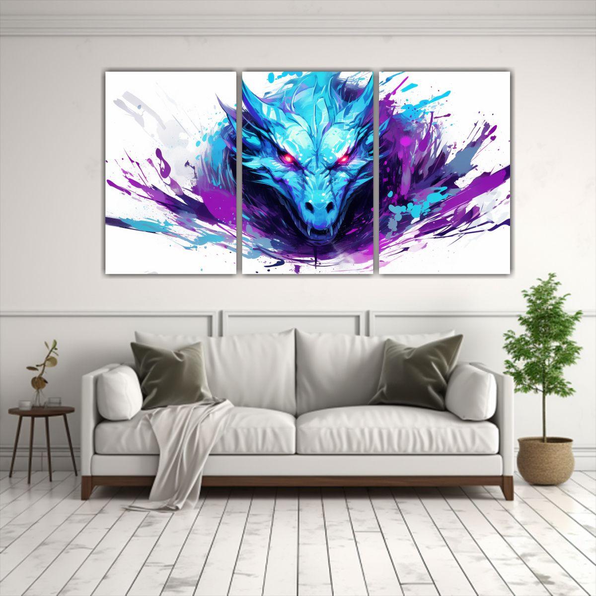 Cuadro Moderno Escenario Dragón En Colores 180x90 Cm-2
