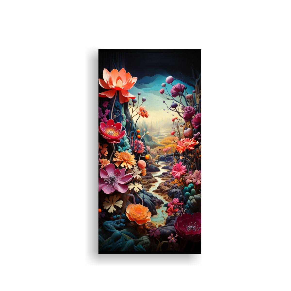 Cuadro Decorativo De Lienzo Con Diseño Floral Y 50x100cm-0