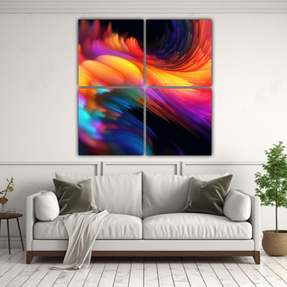 Cuadro Abstracto Neón Colorido En Acuarela Para 200x200 Cm-2