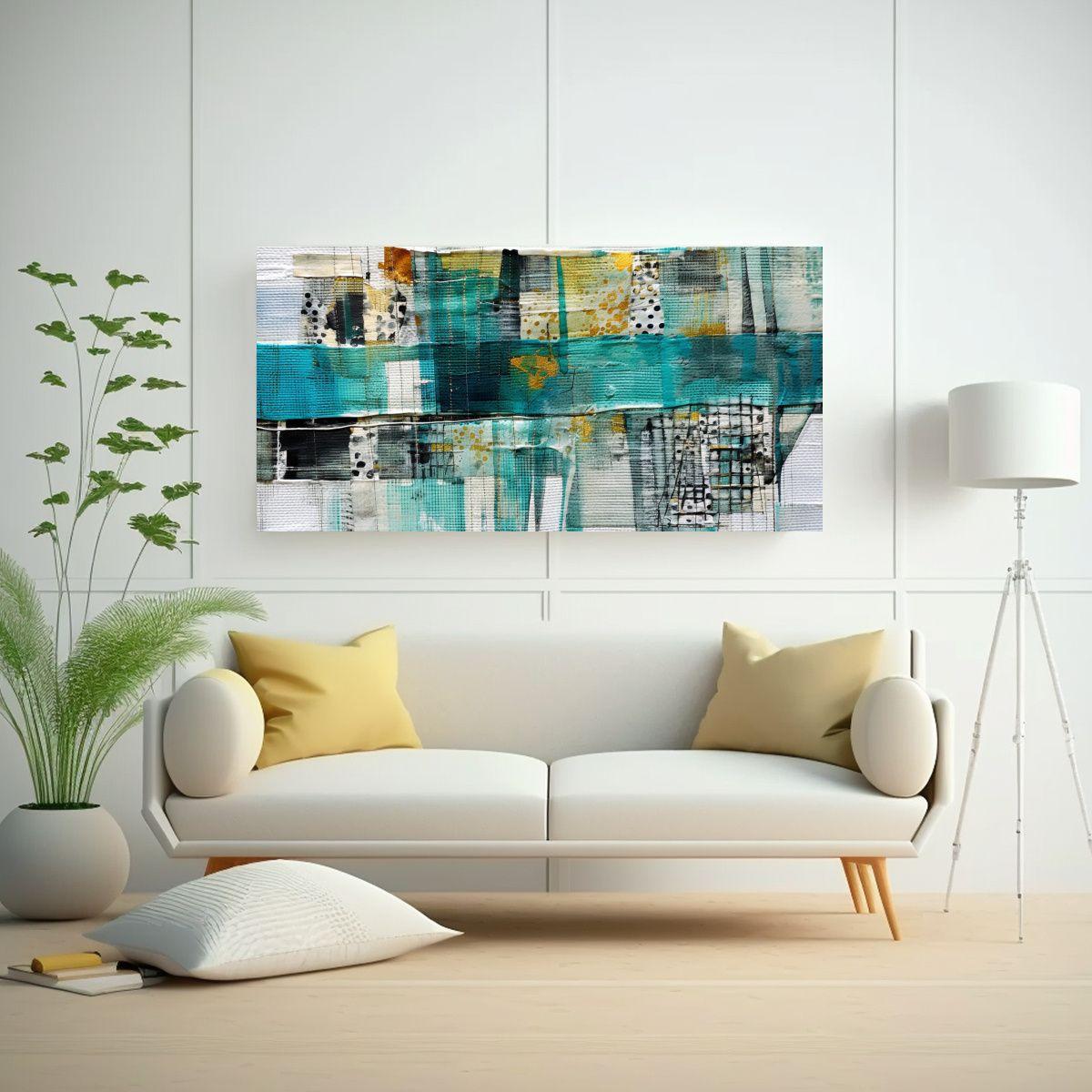 Tela En Bastidor De Arte Abstracto Contemporáneo 40x20cm-2