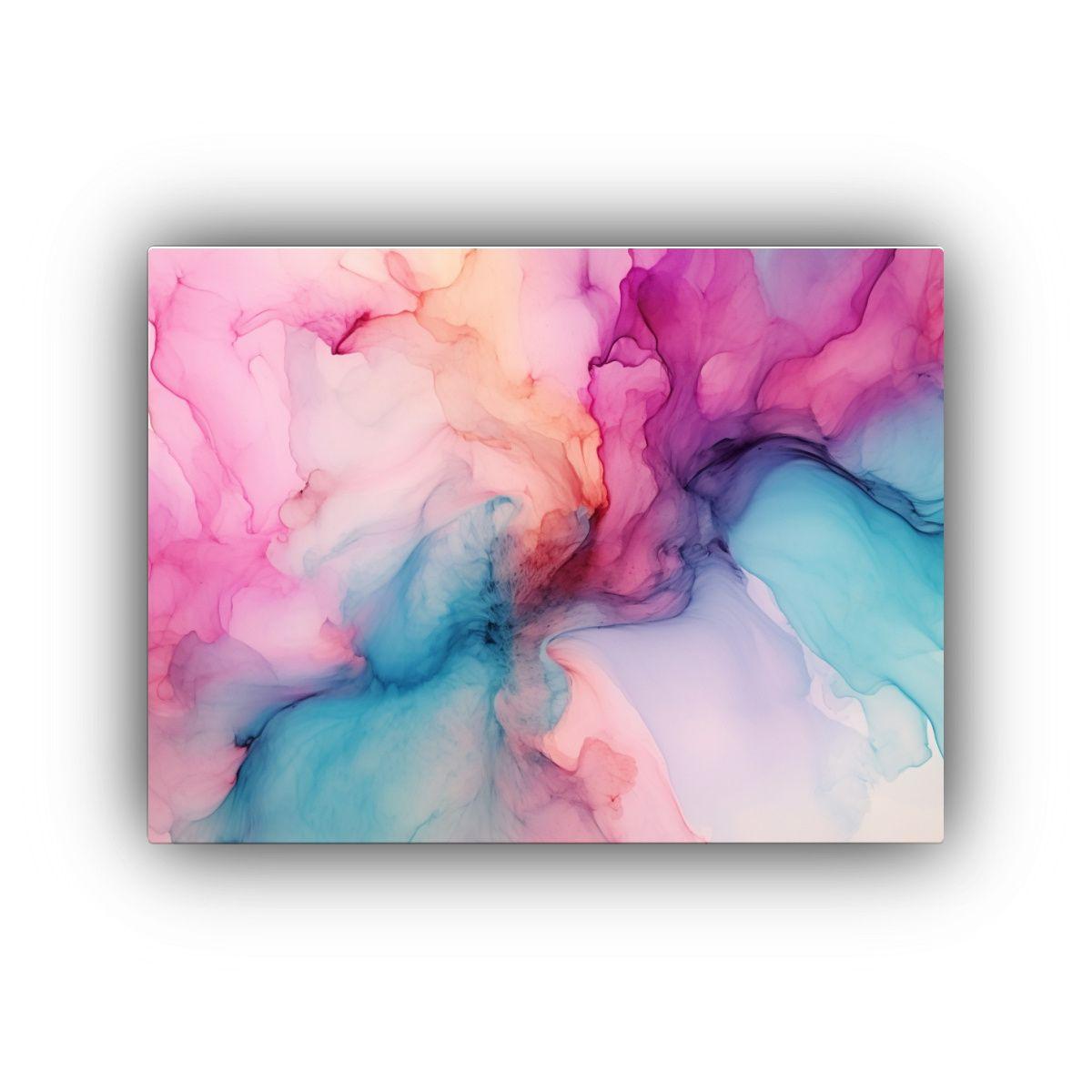 Lienzo Artístico Decorativo Con Tinta Alcohol Rosa Suave Y  60x40cm-0