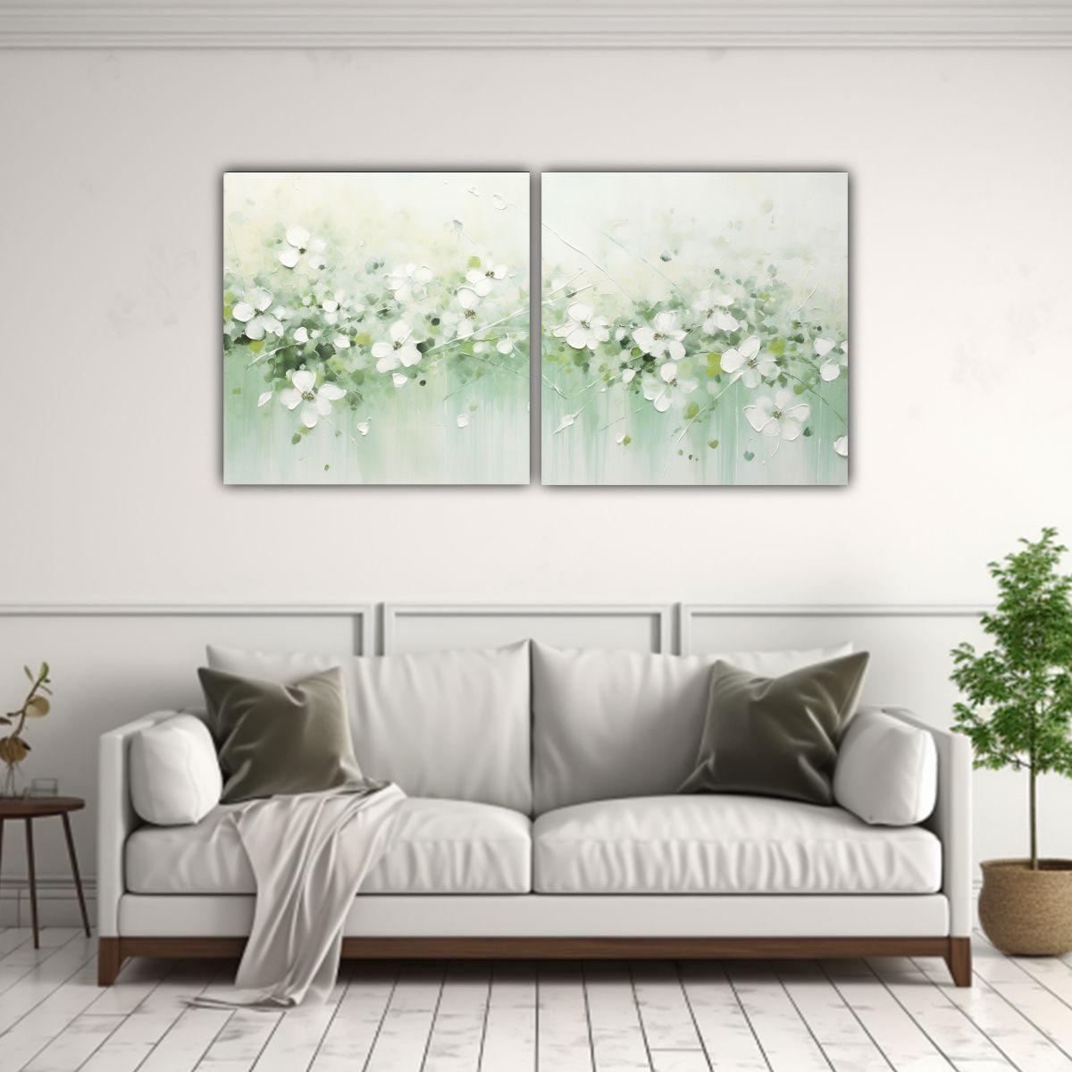 Pintura Acrílica Moderna En Lienzo Blanco 60x30 Cm-2