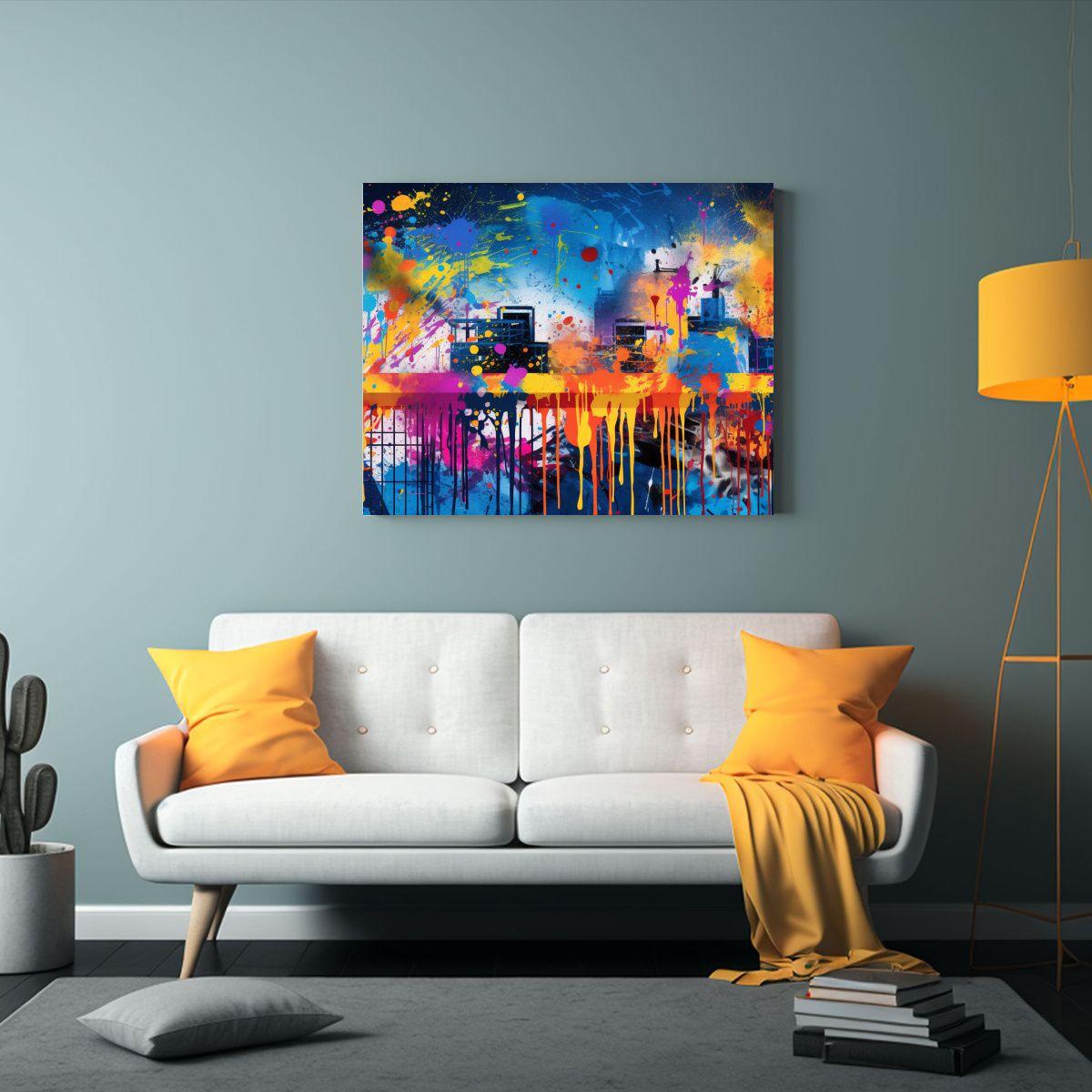 Pinturas Decorativas Con Concepto Estrellado Y Grafiti. 60x40cm-2