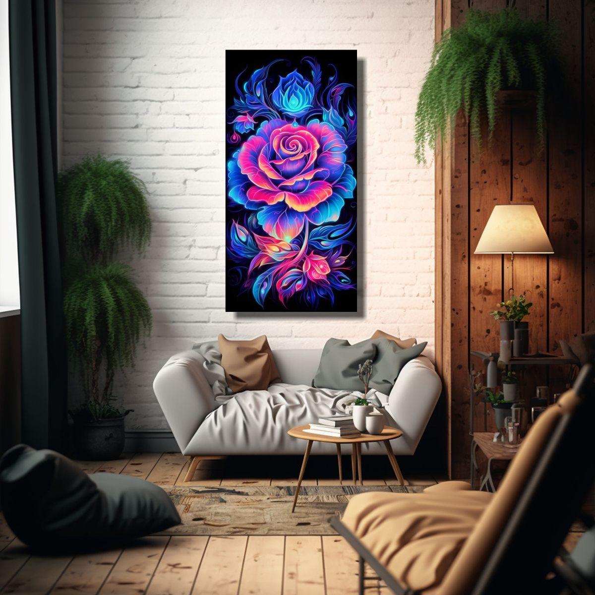 Pintura Digital De Un Primer Plano De Una Rosa En 60x120cm-2