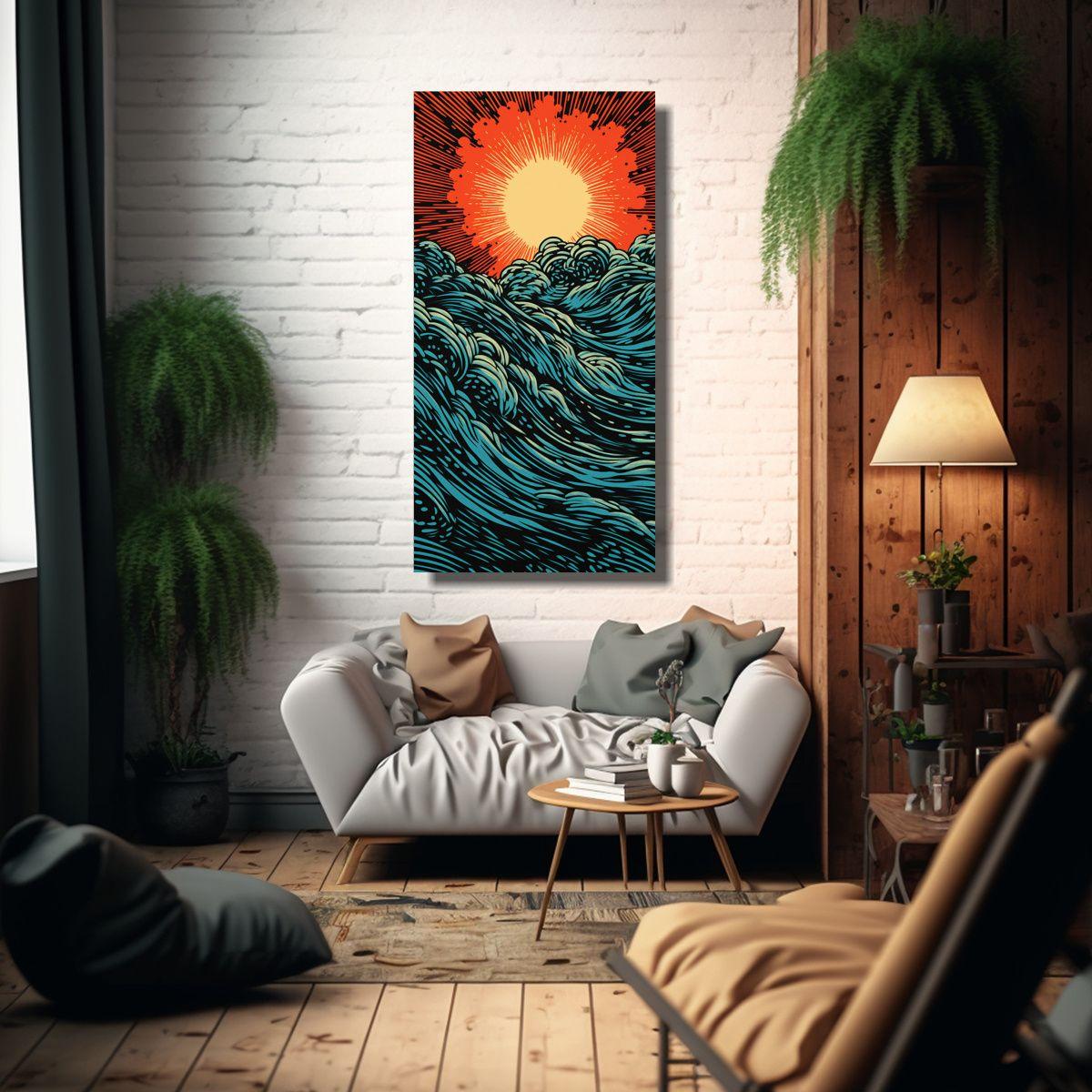 Arte Imagen Representación De Un Sol En Closeup, 60x120cm-2