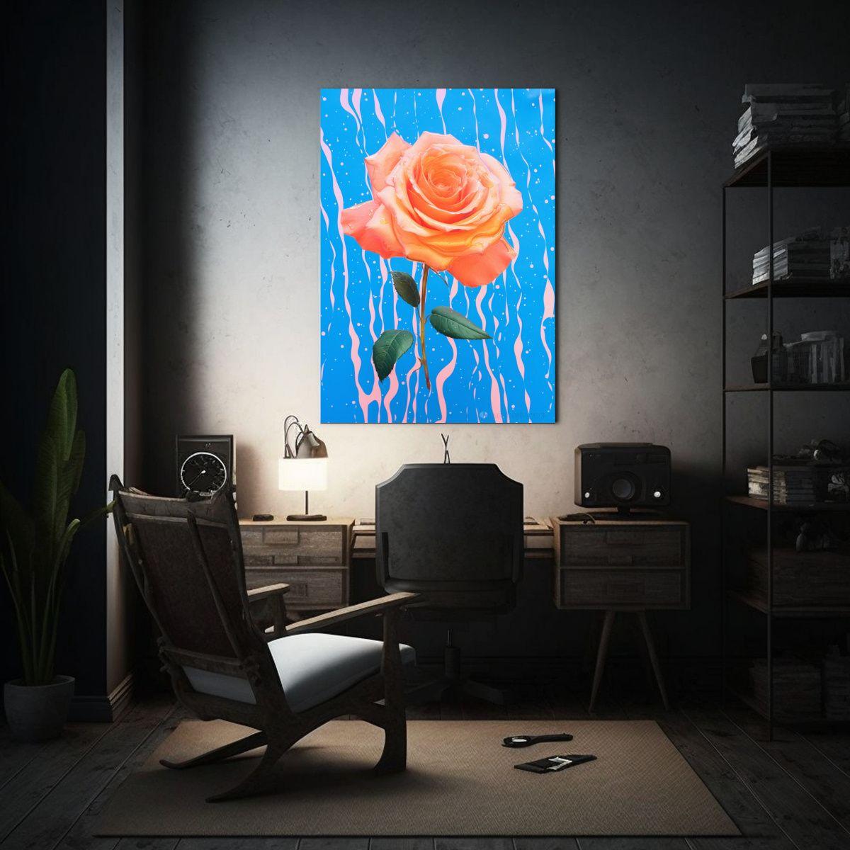 Arte De Pared Composición Único Rosa Con Fondo 50x75cm-2