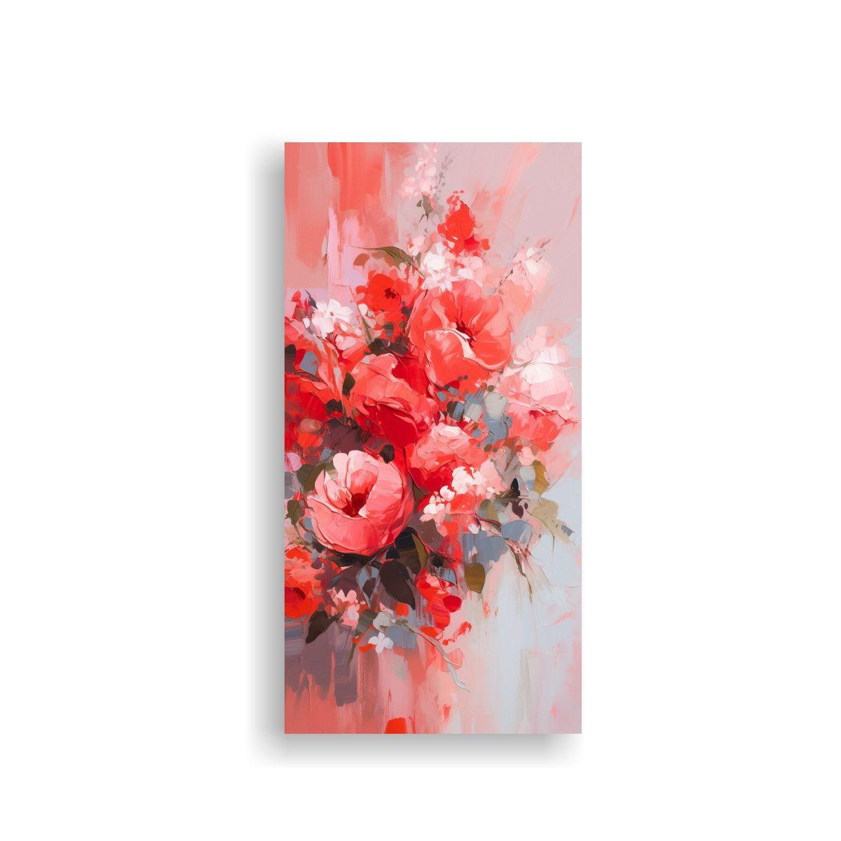 Lienzo Diseño Textura A Red Y Flores De Colores 30x60cm-0