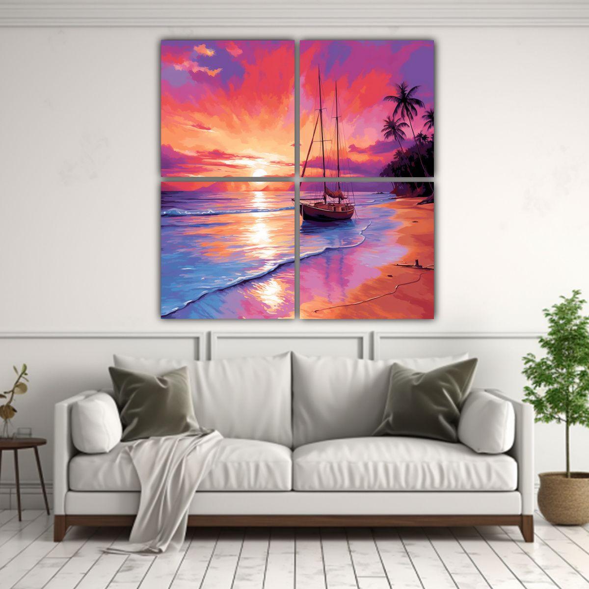 Cuadro Canvas Abstracción Figuras Playa Serena 140x140 Cm-2