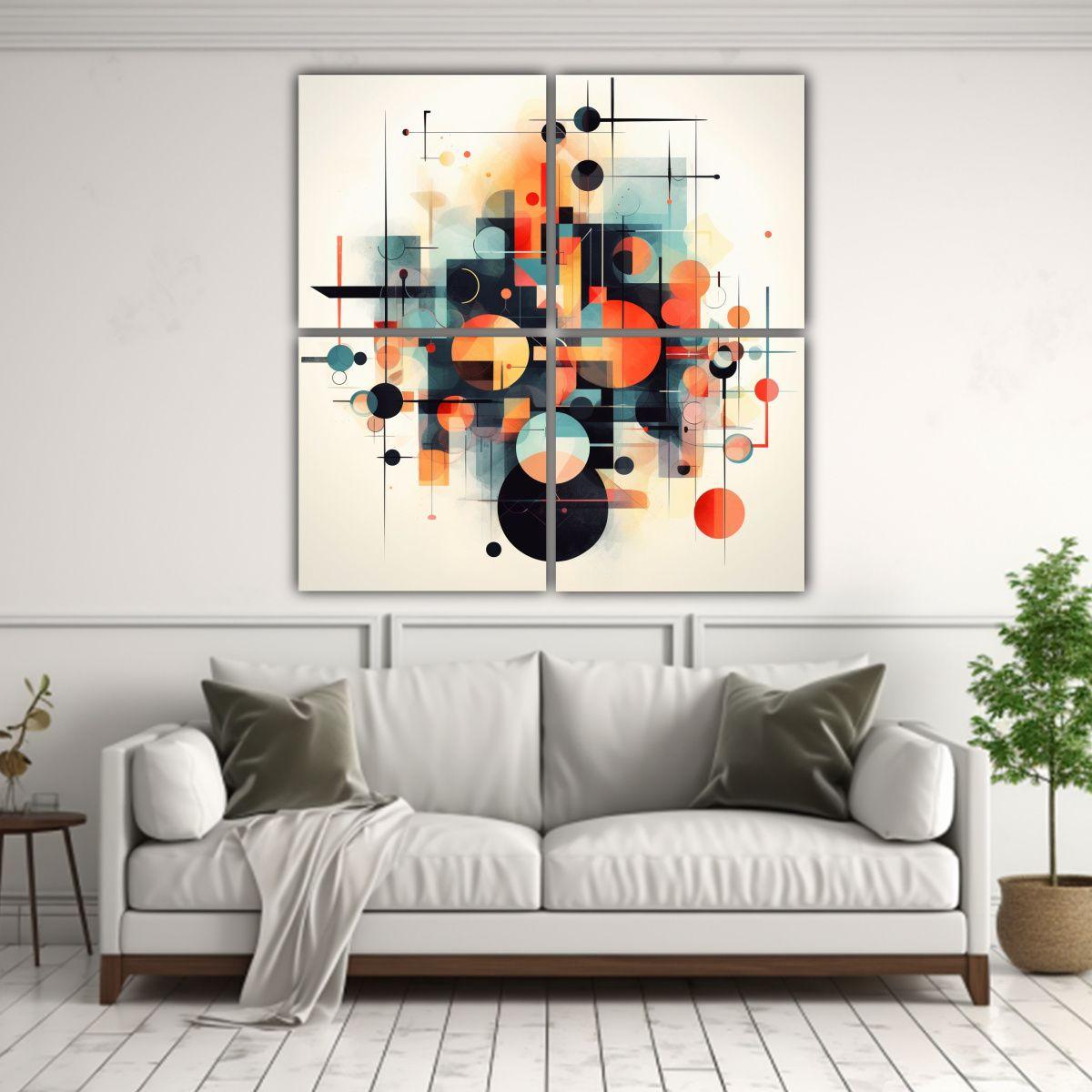 Cuadros De Arte Abstracto Geométrico De Patrón 80x80 Cm-2