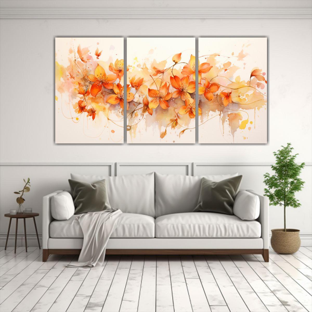 Set 3 Lienzos Impreso Juveniles Pintura Abstracta 180x90 Cm-2