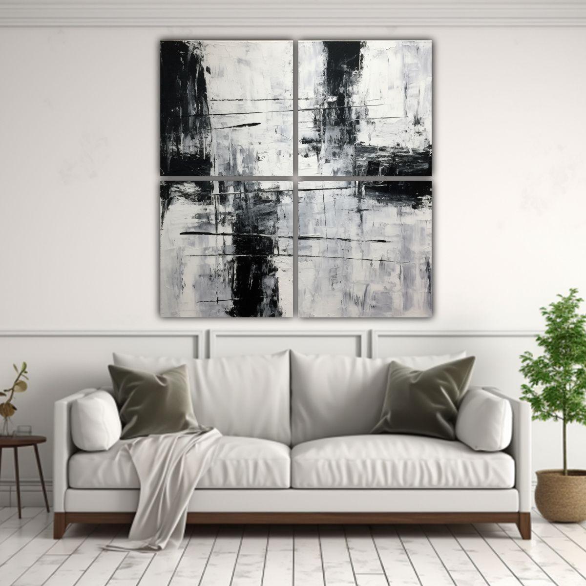 Cuatro Cuadros Composición Expresividad En Marco 160x160 Cm-2