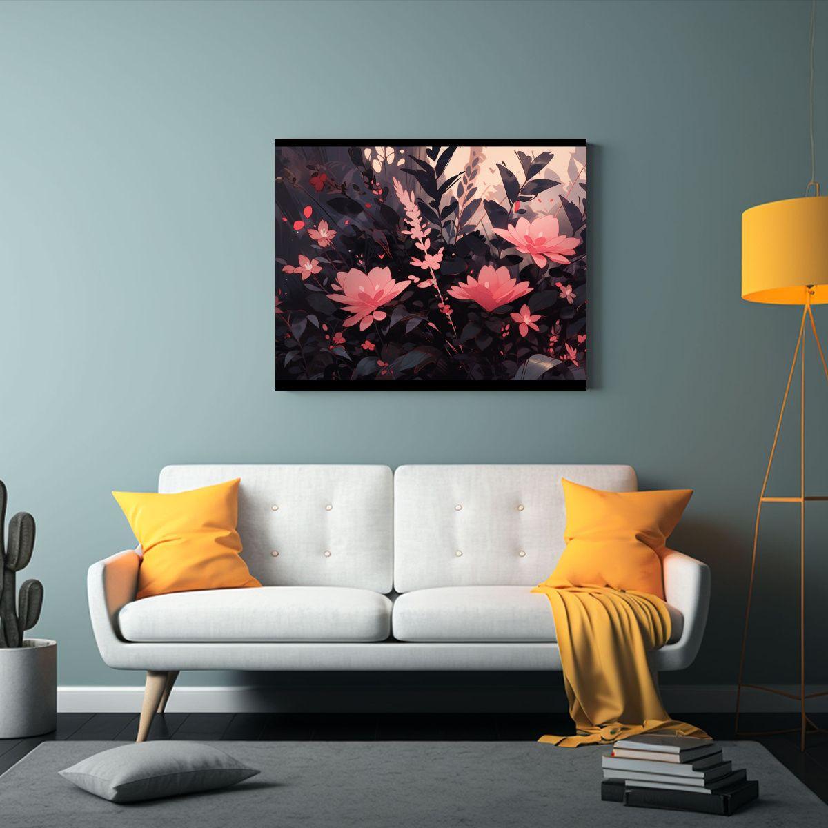 Cuadro En Bastidor Pop Art En Negro Y Rosa, Atmosfera Neonoi 65x50cm-2