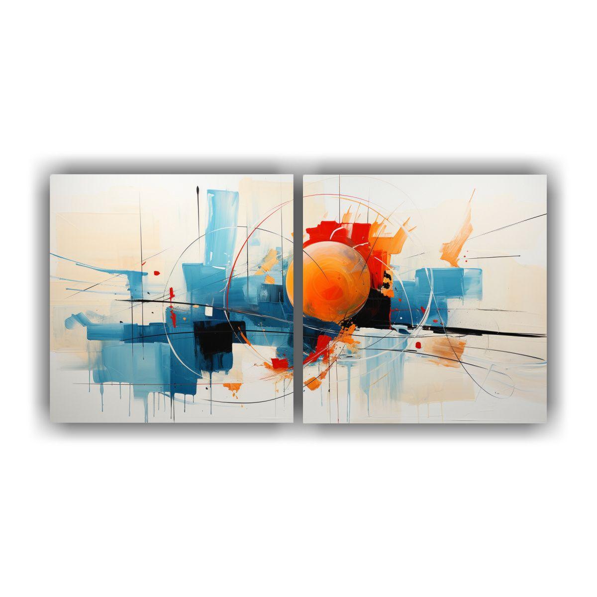 Dos Pinturas De Decoración En Estilo Abstracto 120x60 Cm-0