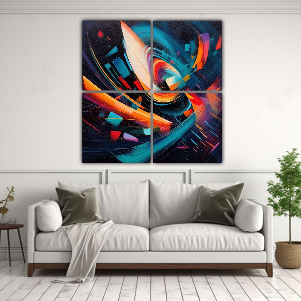 Cuatro Canvas Arte Juvenil Abstracto Para 60x60 Cm-2