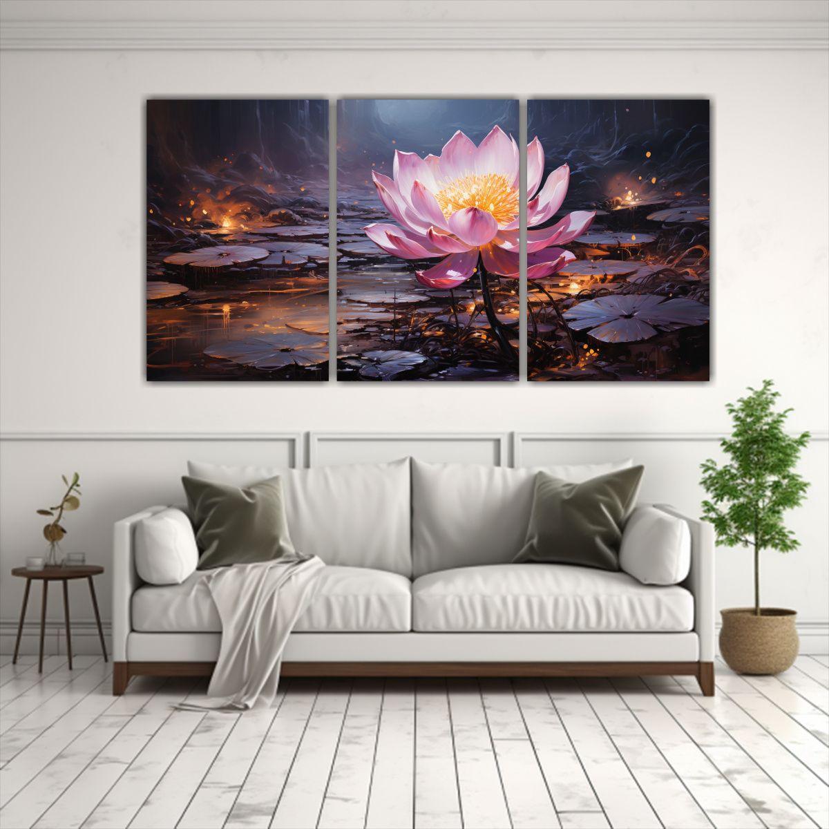 Artes De Pared Estilo Galeria Vitalidad Loto Negro 240x120 Cm-2