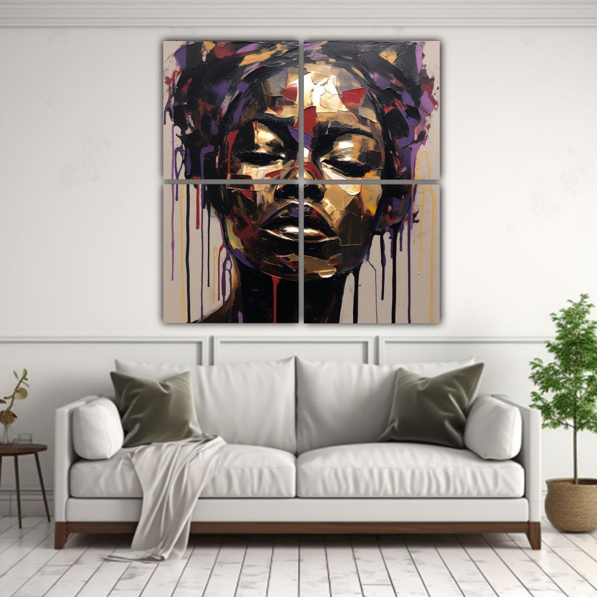 Cuadro Minimalista De Arte En Colores, Mujer En 120x120 Cm-2