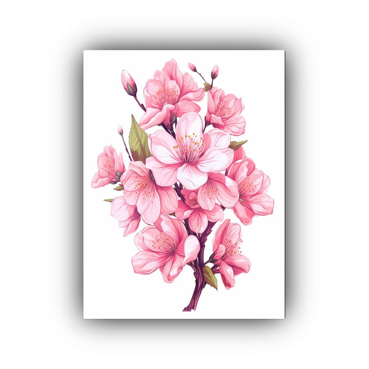 Pintura Acuarela Flores De Cerezo Sakura Aisladas 80x120cm-0