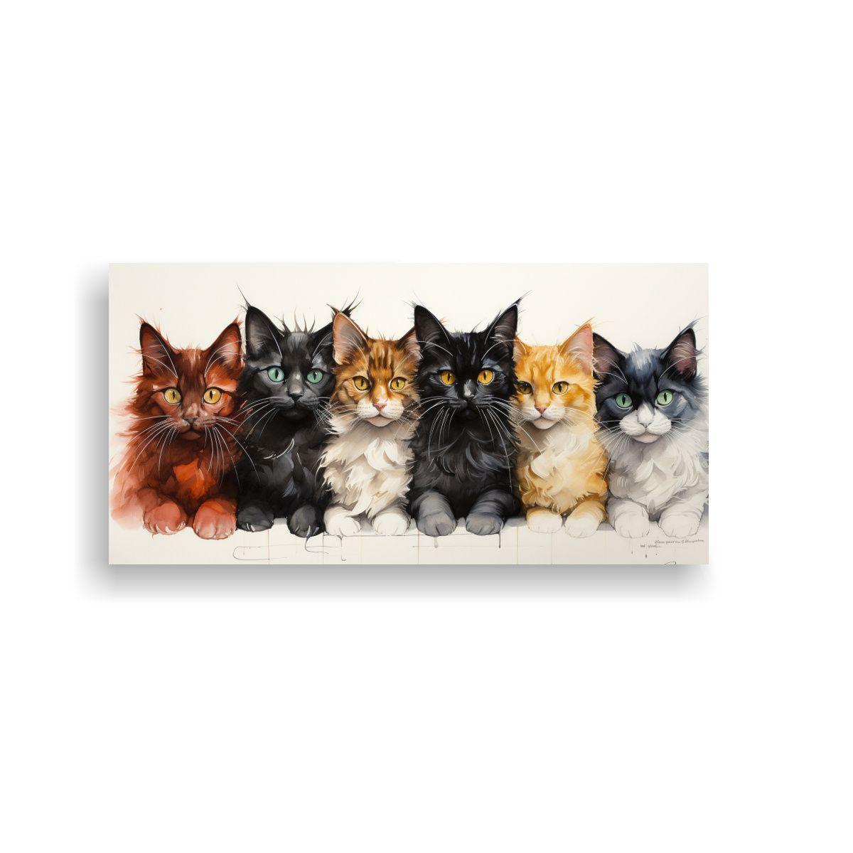 Pinturas Decorativas Vintage De Gatos Fantasia 80x40cm-0