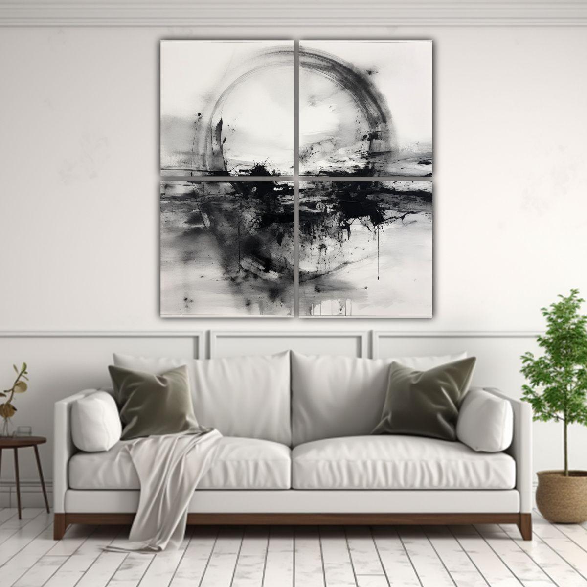 Cuatro Lienzos Abstractos Para Decoración De 160x160 Cm-2