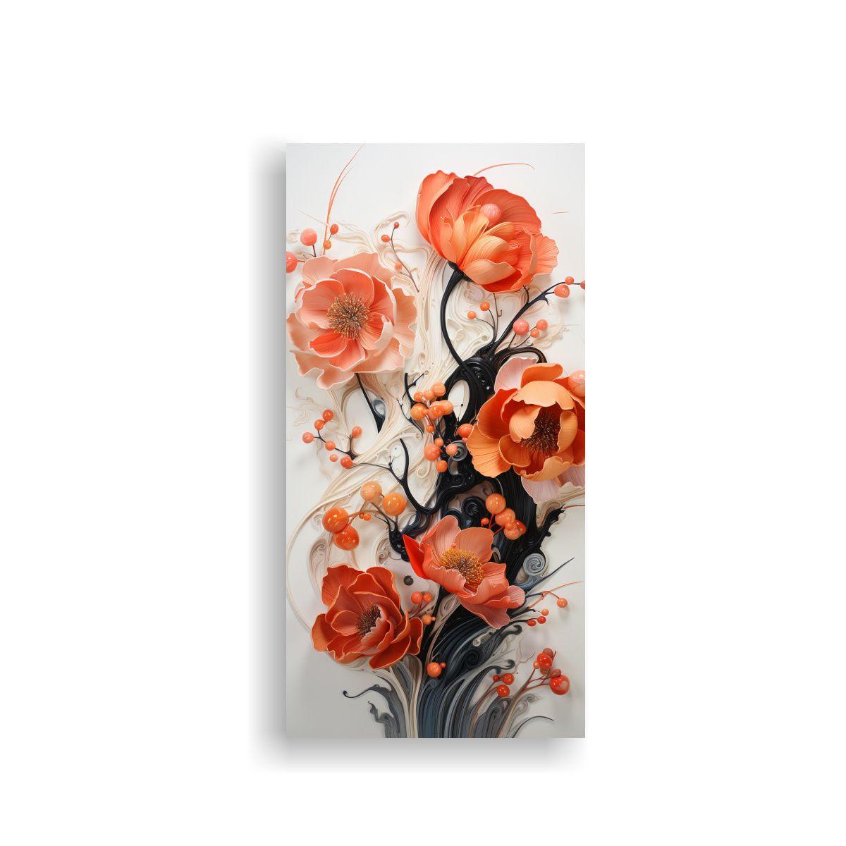 Pintura Abstracta De Flores En Acuarela En Colores 70x140cm-0
