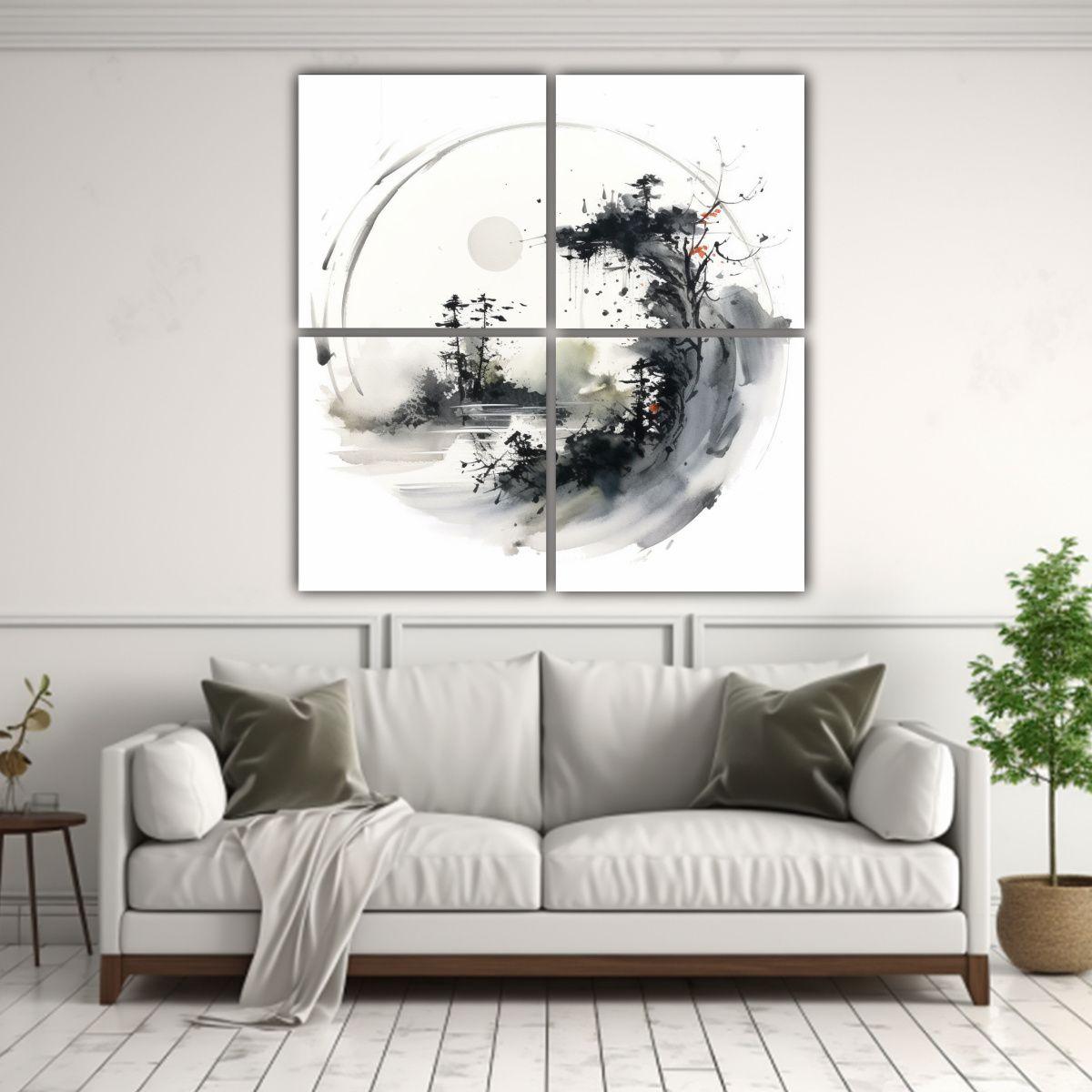 Cuadro De Tela Moderno Equilibrio Visual Sumi 200x200 Cm-2