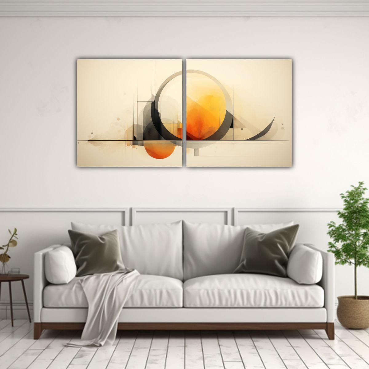 Conjunto De 2 Telas En Bastidor Con Diseño 60x30 Cm-2