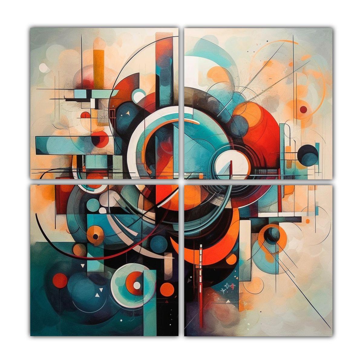 Cuatro Composición Moderno Armonía Cromática 140x140 Cm-0