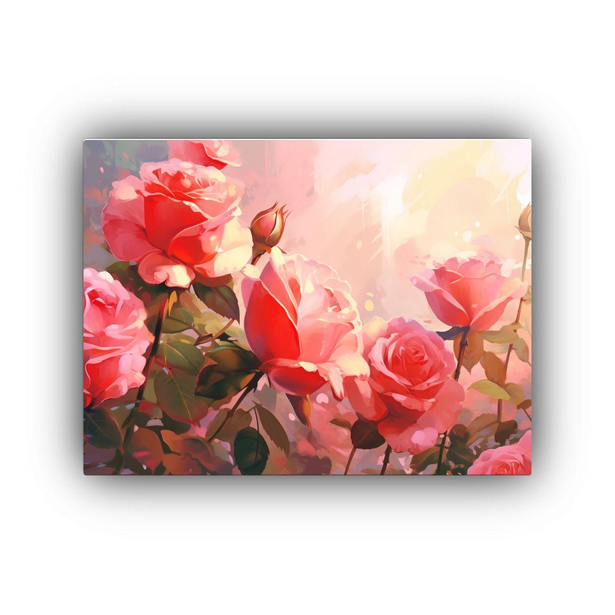 Cuadro Fotográfico Romántico Con Escena De Rosas En El Dí 30x20cm-0