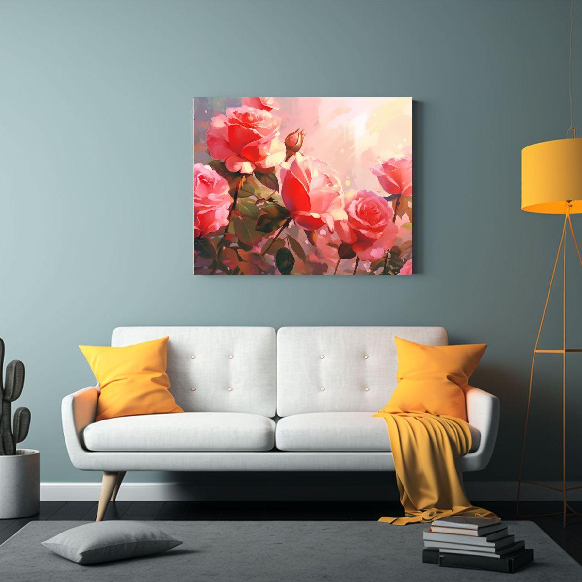 Cuadro Fotográfico Romántico Con Escena De Rosas En El Dí 30x20cm-2