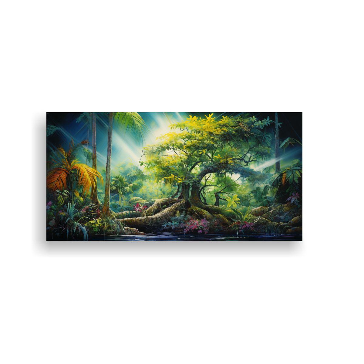 Pintura Abstracta Detallada De árbol Tropical 60x30cm-0