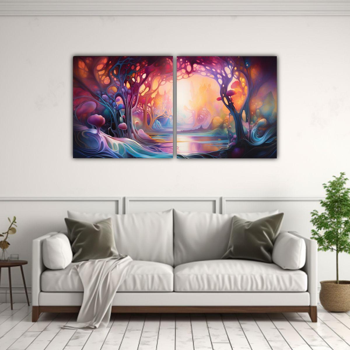 Cuadros Abstractos Para El Comedor En Tonos 160x80 Cm-2