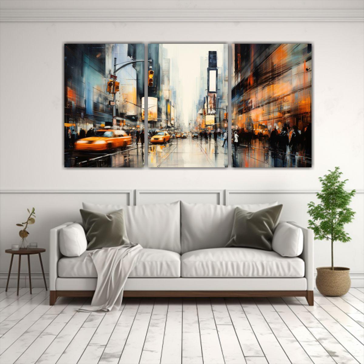 Cuadros De Diseño De Dos Lienzos Arte Urbano: 150x75 Cm-2