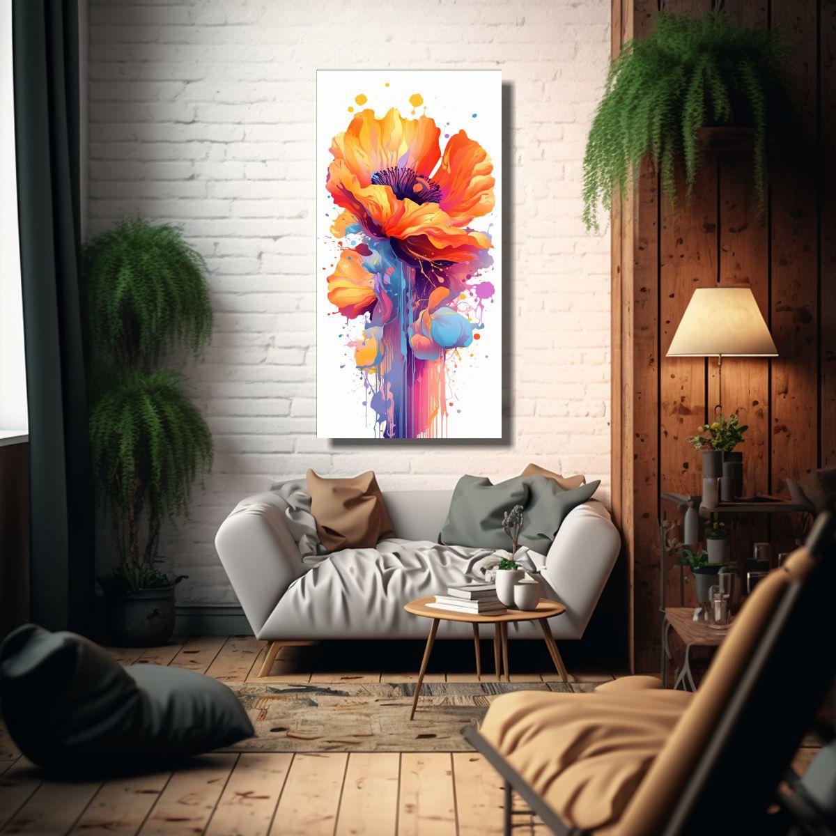 Ilustración Vectorial Elegante De Amapola 30x60cm-2