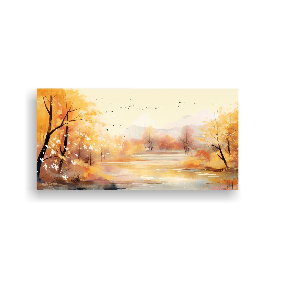 Paisaje Primaveral Con Colores Dorados En Arte Pop 120x60cm-0