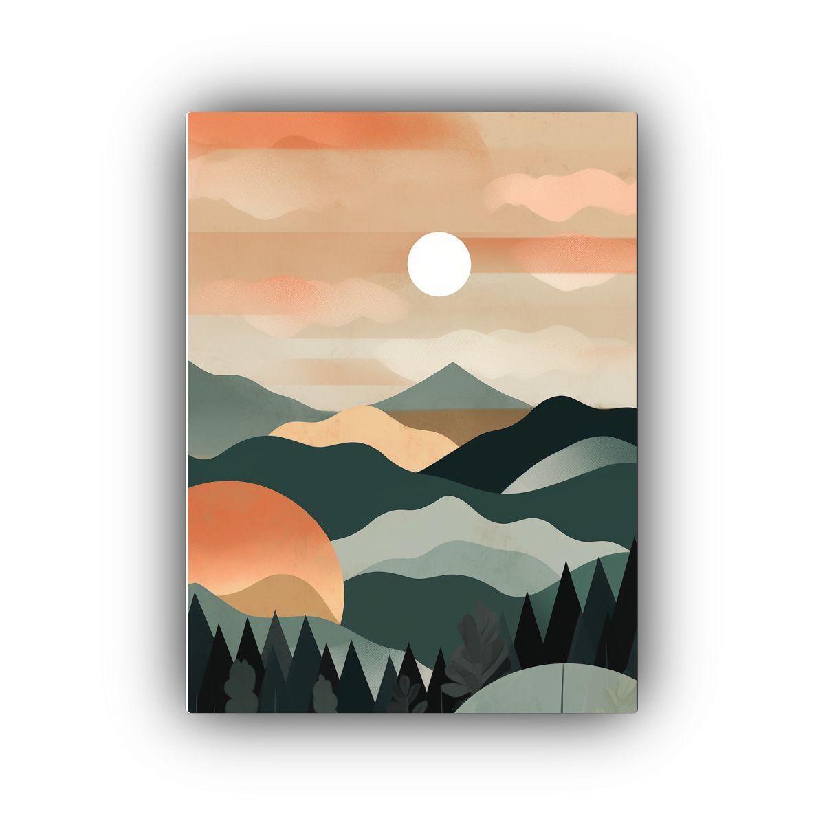 Cuadro Tela Expresión Estrellados Atardecer Sobre Montañas 30x40cm-0