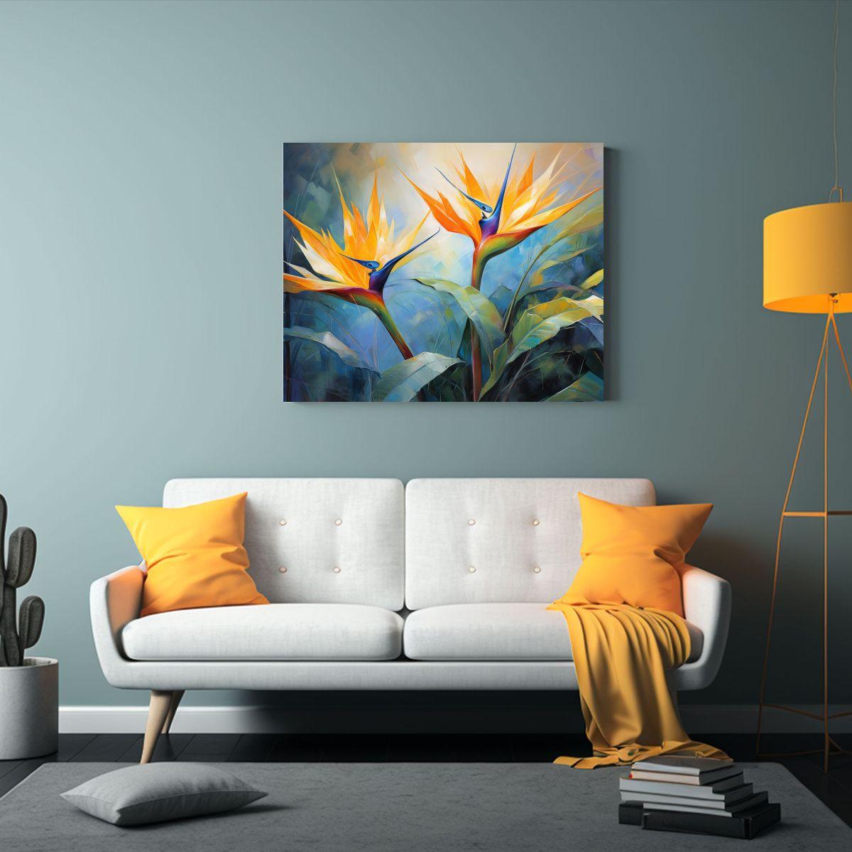 Cuadro Abstracto De Flores Del Paraíso Brillantes 45x30cm-2